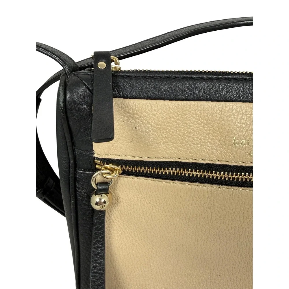 Kate Spade New York Colorblock Crossbody, Taupe and Black, 100% Cow Leather